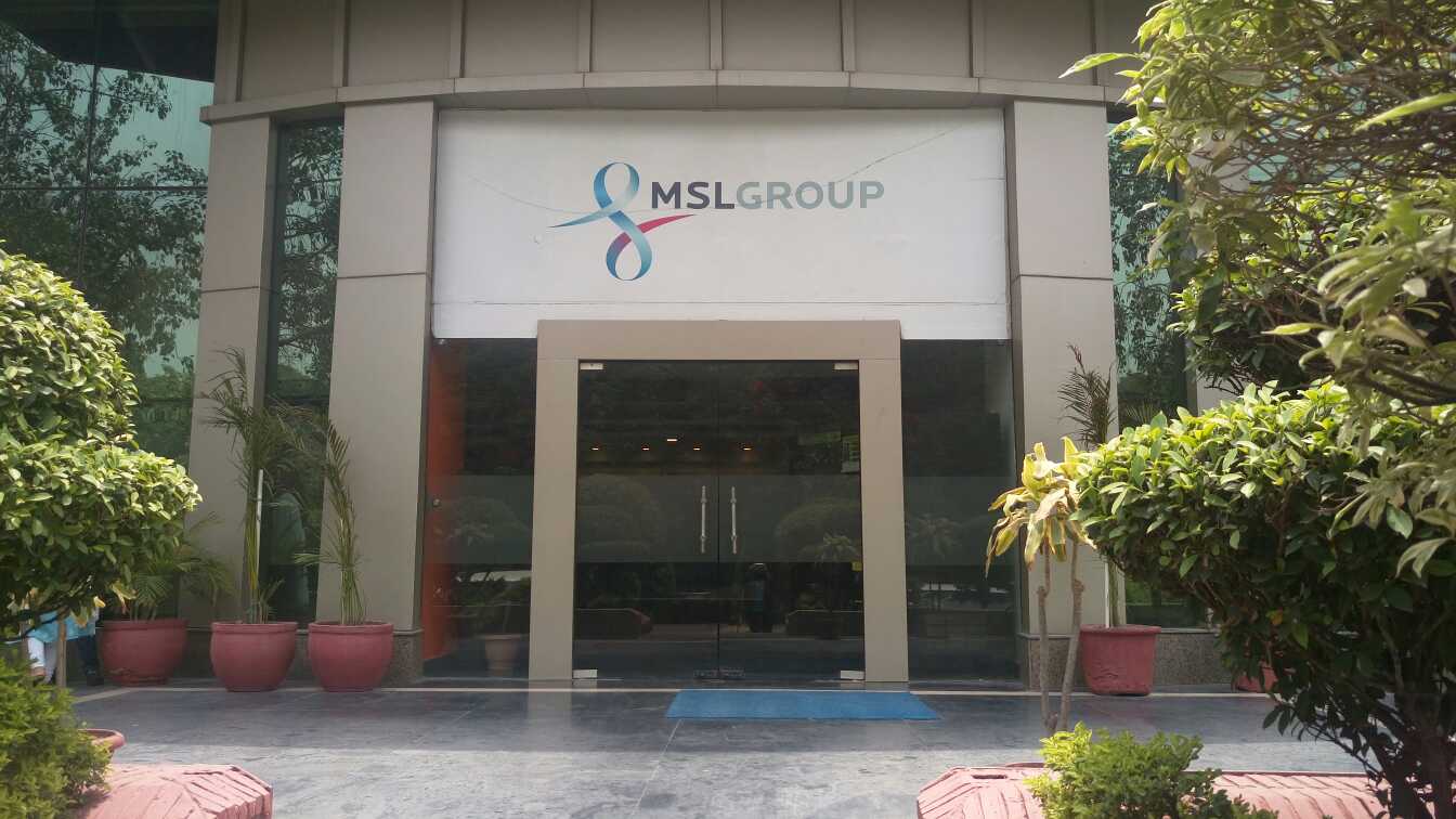 MSL Group office entrance with corporate signage, representing global public relations, communications consulting, and brand strategy services.