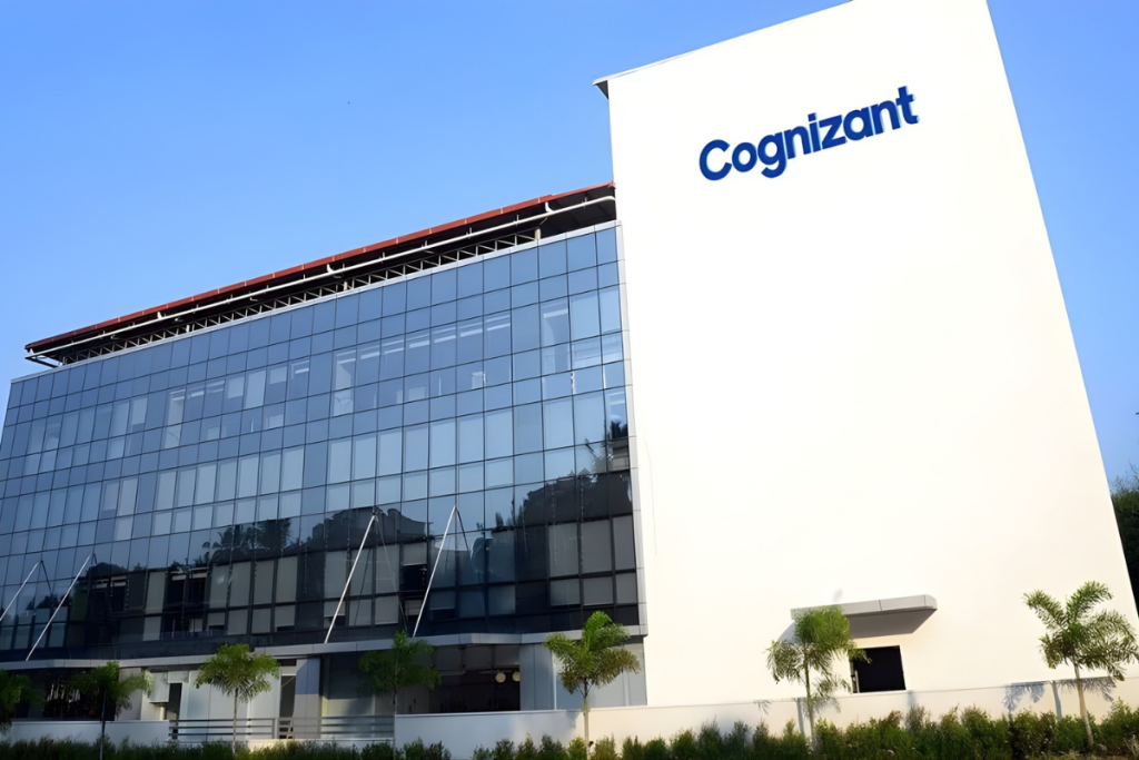 Cognizant office building with company branding on the exterior, representing the global IT services and digital transformation company’s corporate operations.