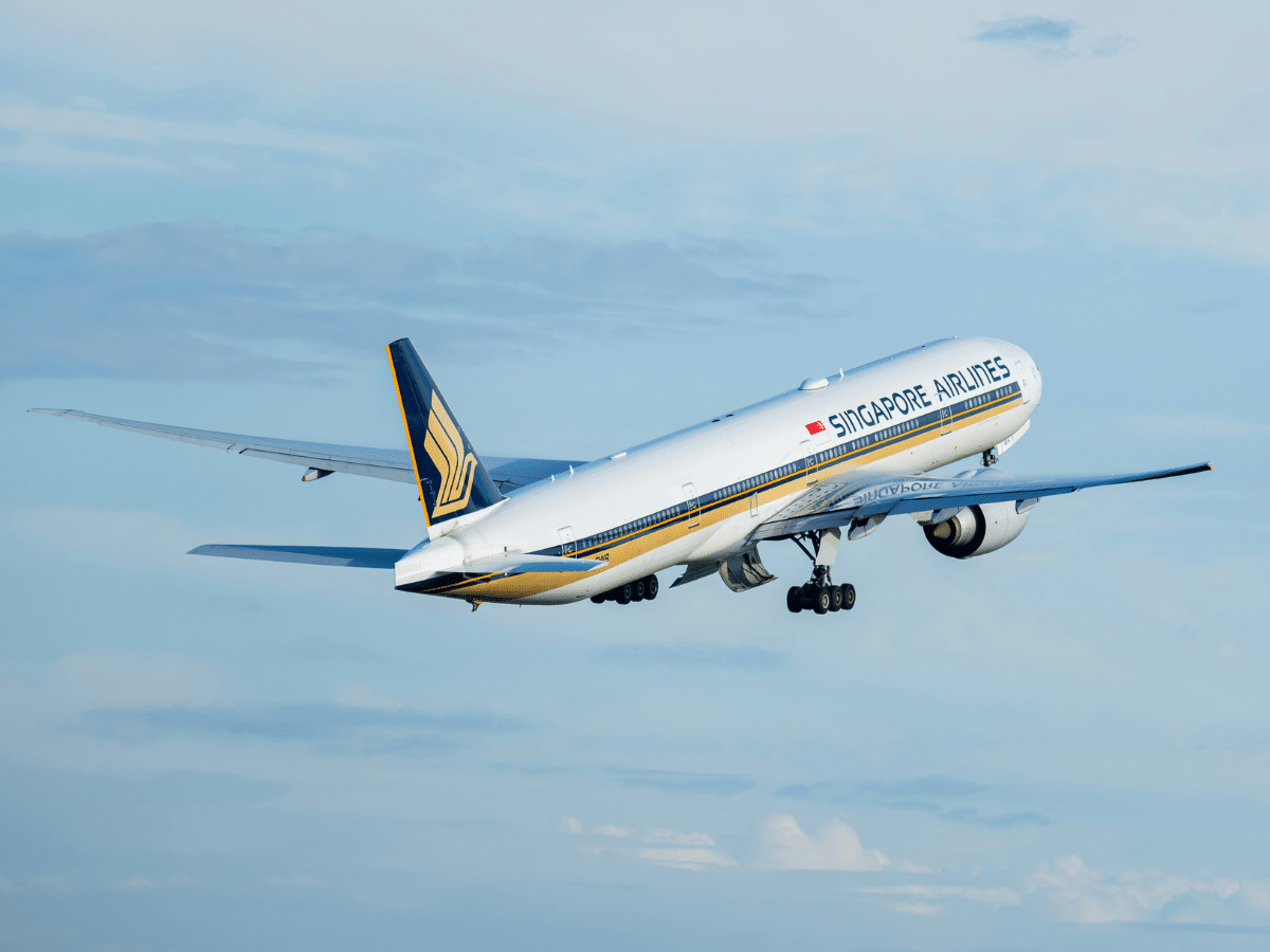 Singapore Airlines Airbus A380 aircraft flying in clear skies, representing the carrier’s international aviation network and premium long-haul travel services.